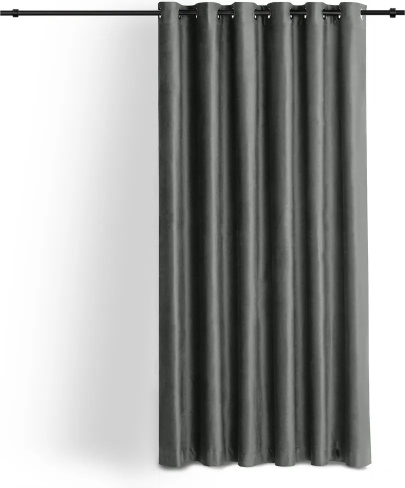 Ciemnoszara aksamitna zasłona częściowo zaciemniająca (dimout) 200x225 cm Velto – Filumi