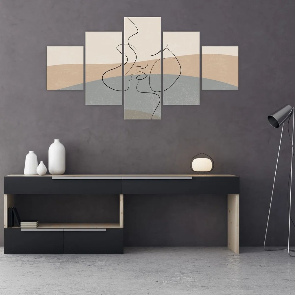 Obraz - Line art kiss (125x70 cm)