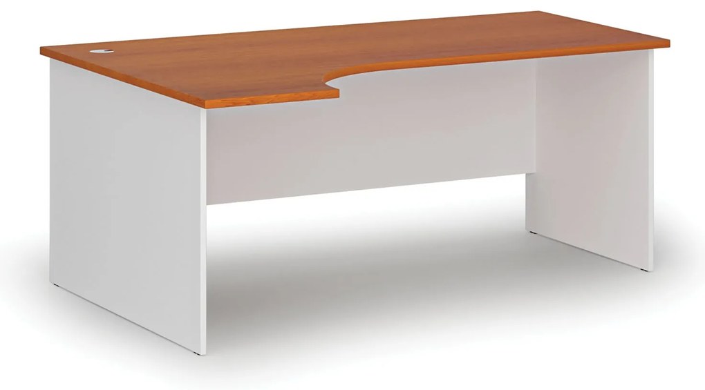 Narożne biurko PRIMO WHITE, 180x120 cm, lewe, biały/czereśnia