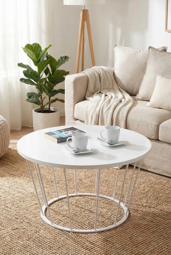 Biały okrągły stolik kawowy T6-A45