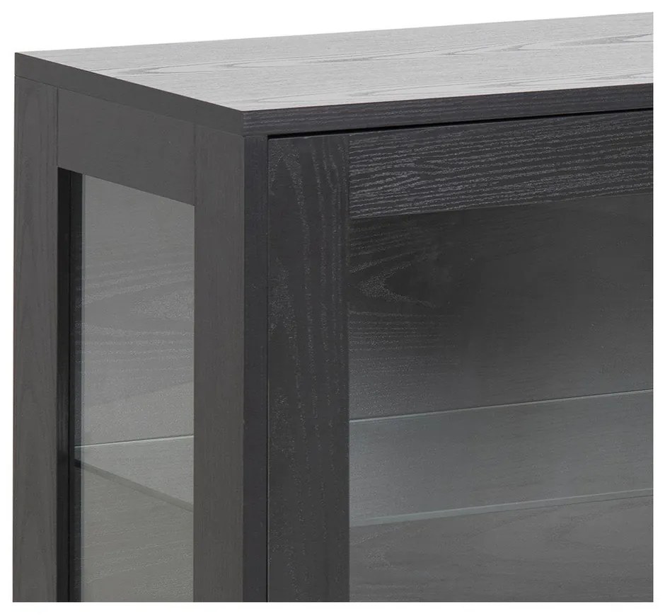 Czarna witryna w dekorze jesionu 140x82 cm Angus – Actona