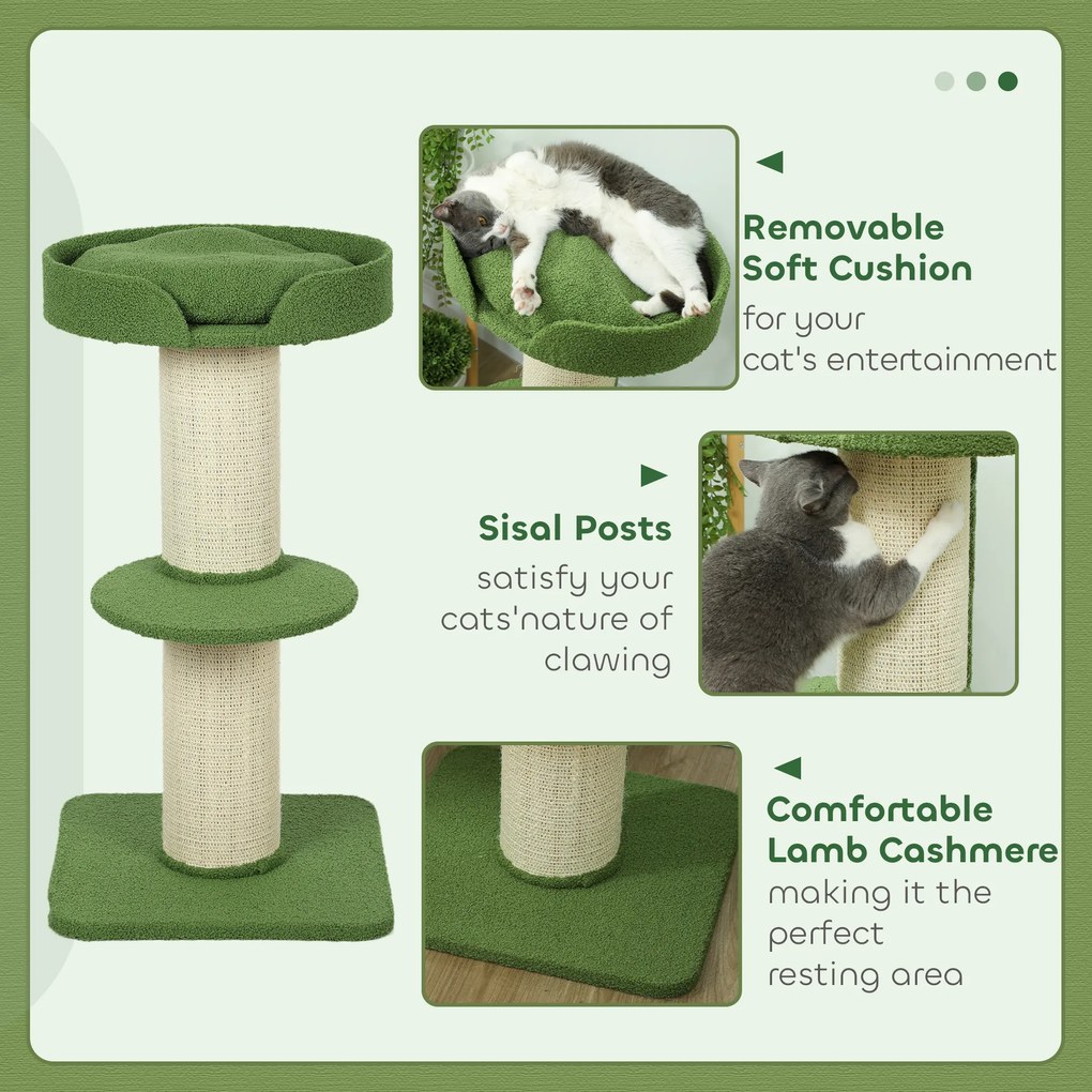 PawHut Drapak 91cm z platformą i łóżkiem dla kotów, zielony