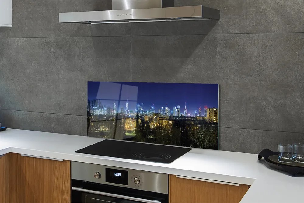 Panel Szklany Nocny Pejzaż Warszawy