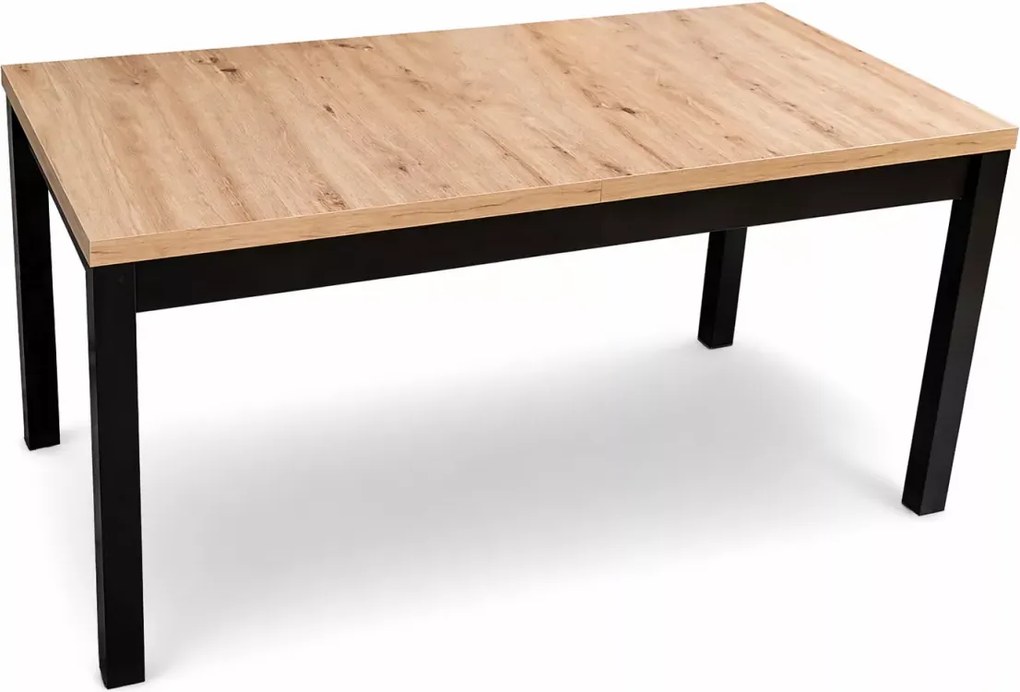 Elegancki rozkładany stół Dritto 160-230x80 do jadalni z płyty laminowanej w kolorze dąb artisan / czarny