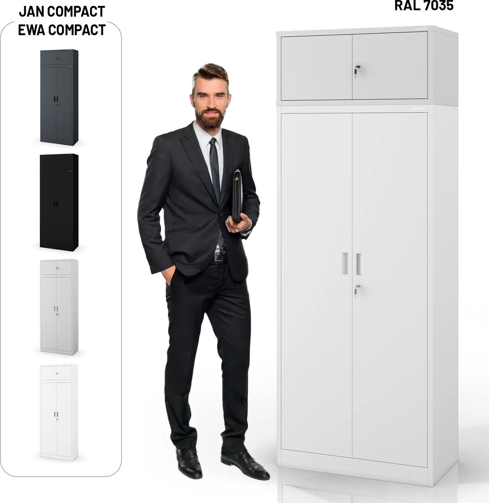 Nadstawka na szafę EWA Compact 800 x 380 x 400 mm, szara