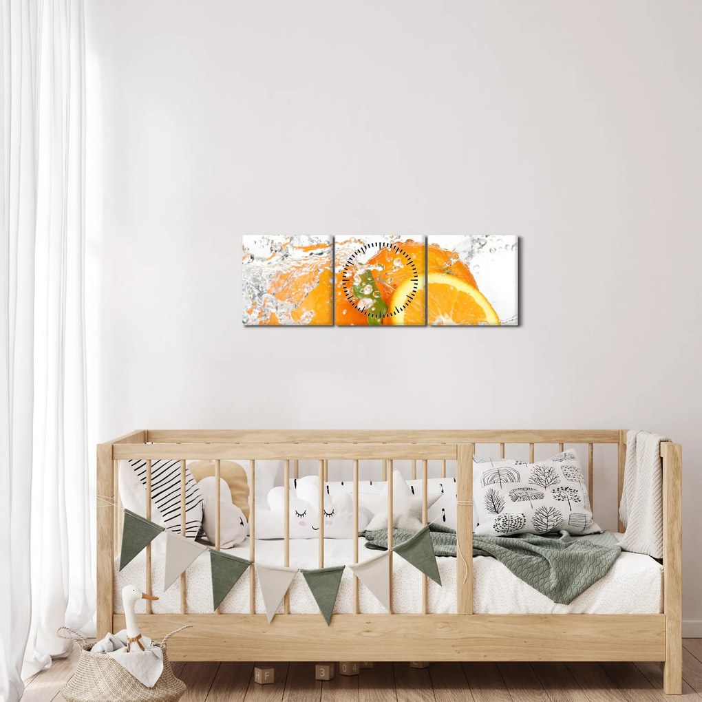 Obraz - Soczyste pomarańcze (z zegarem) (90x30 cm)