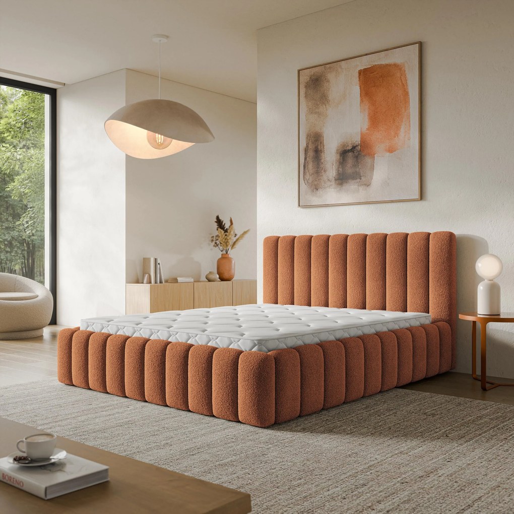 Masseno Łóżko Tapicerowane TEBA z pojemnikiem na pościel 120x200 cm - Miedziany, QUELLE 54
