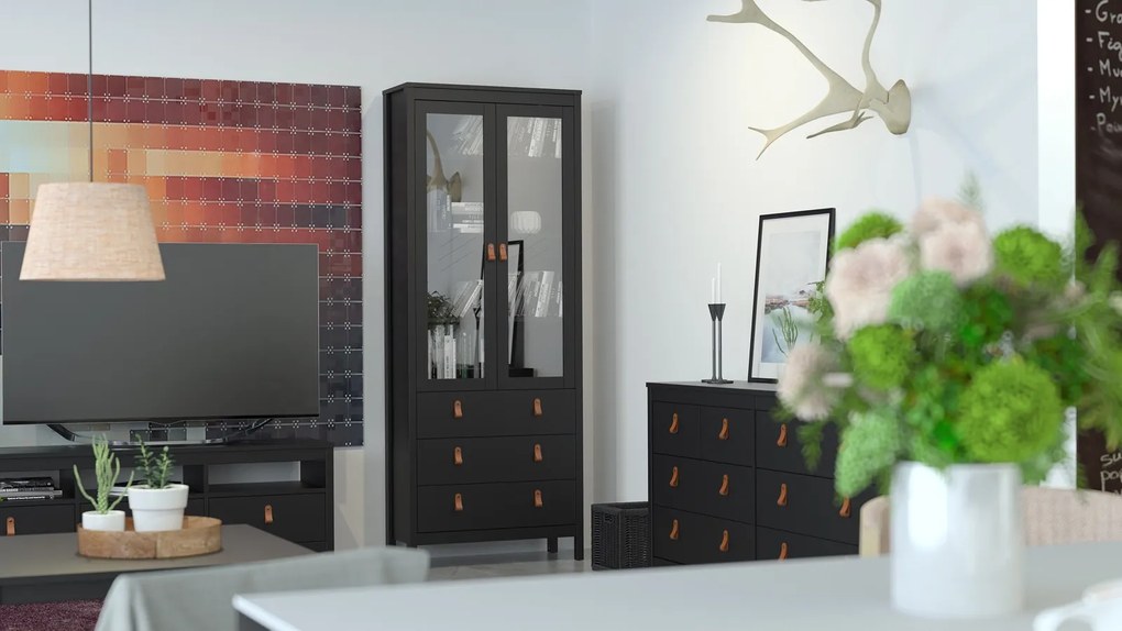 Czarna komoda z szufladami Madrid 4+4