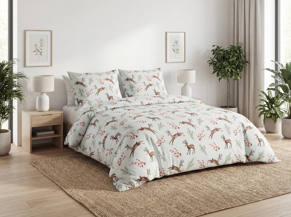 PrzytulneMieszkanie.pl PrzytulneMieszkanie.pl Pościel z bawełny Renforcé ROXY NOEL jasna zielona Rozmiar pościeli: 80 x 80 cm | 135 x 200 cm