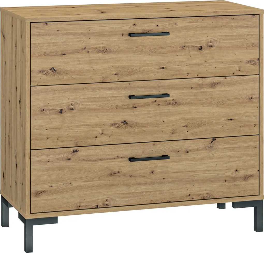 Komoda z 3 szufladami Nevio 09, dąb artisan