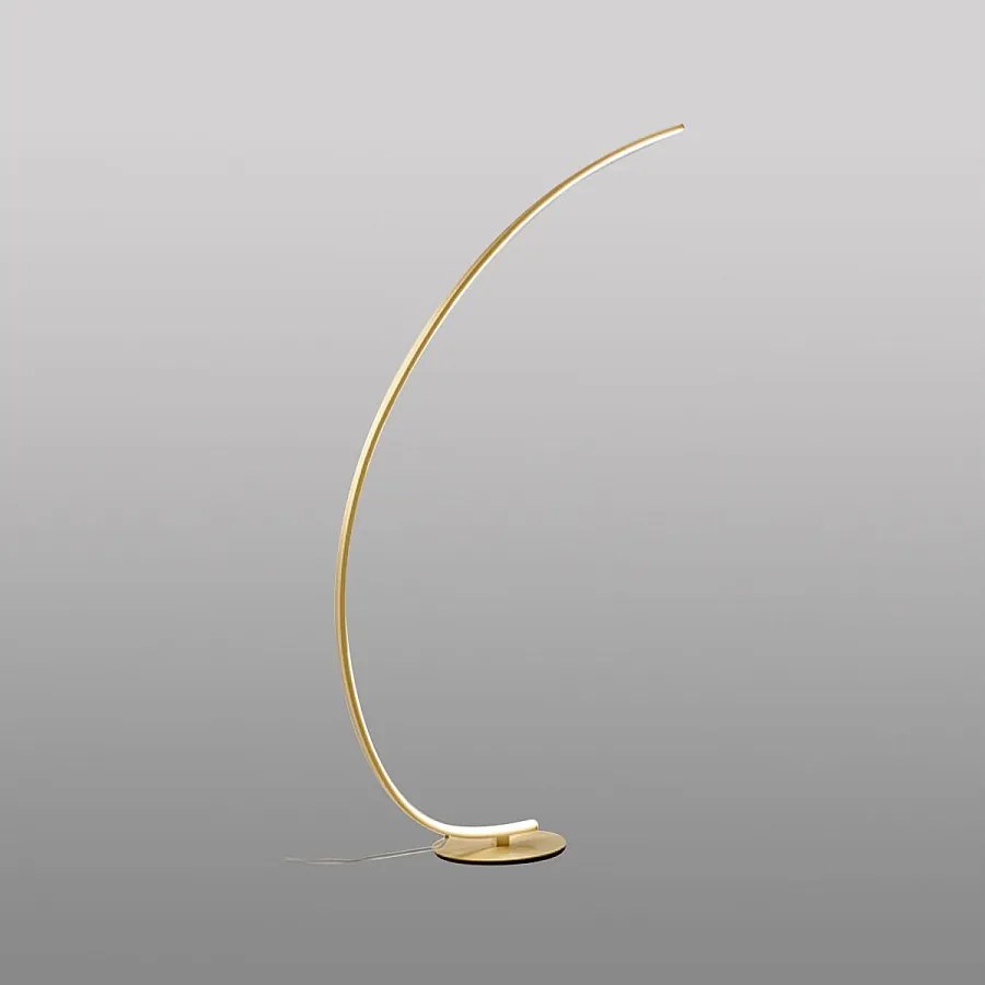 Lampa podłogowa LED Iole, ściemnialna, 30 W, ciepłe światło, 3000 K - Lampa podłogowa w kolorze szczotkowanego złota, nowoczesna aluminiowa konstrukcja, IP20