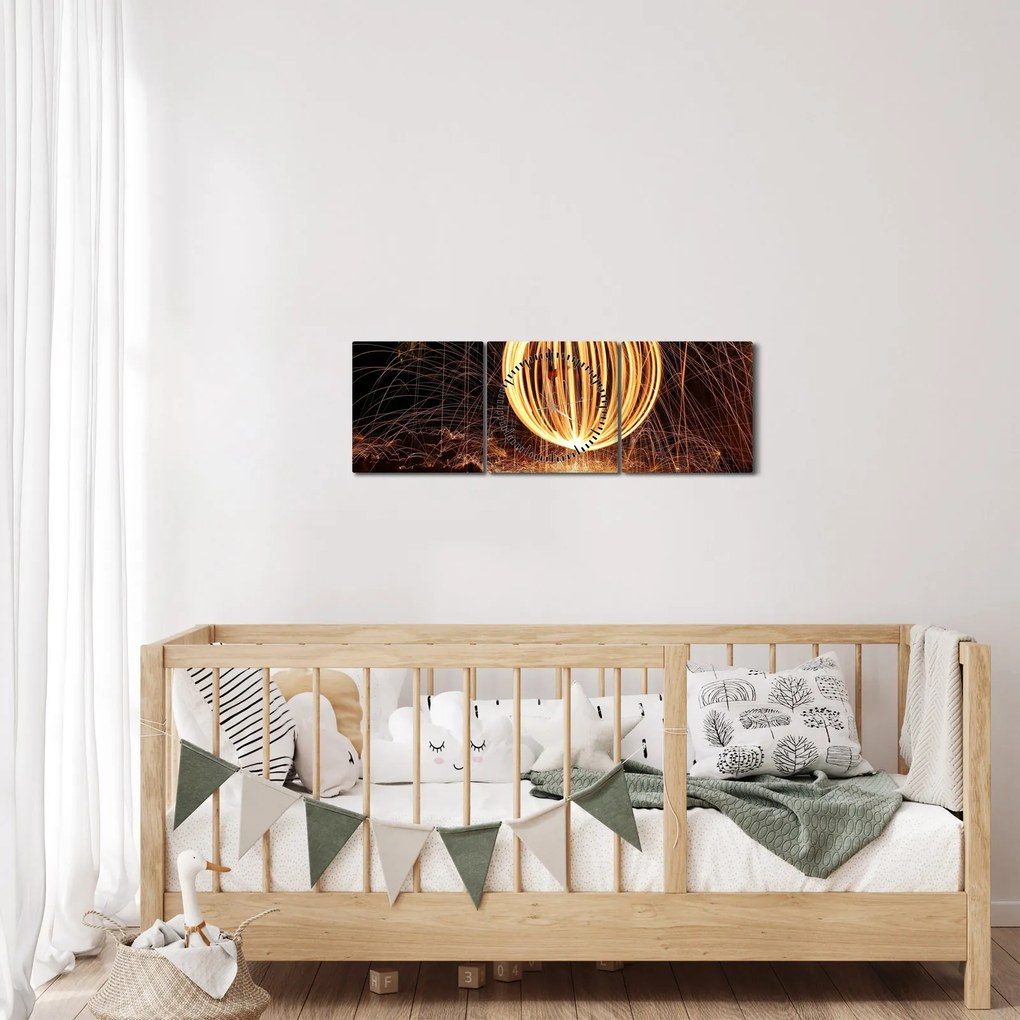 Obraz - Malowanie światłem (z zegarem) (90x30 cm)