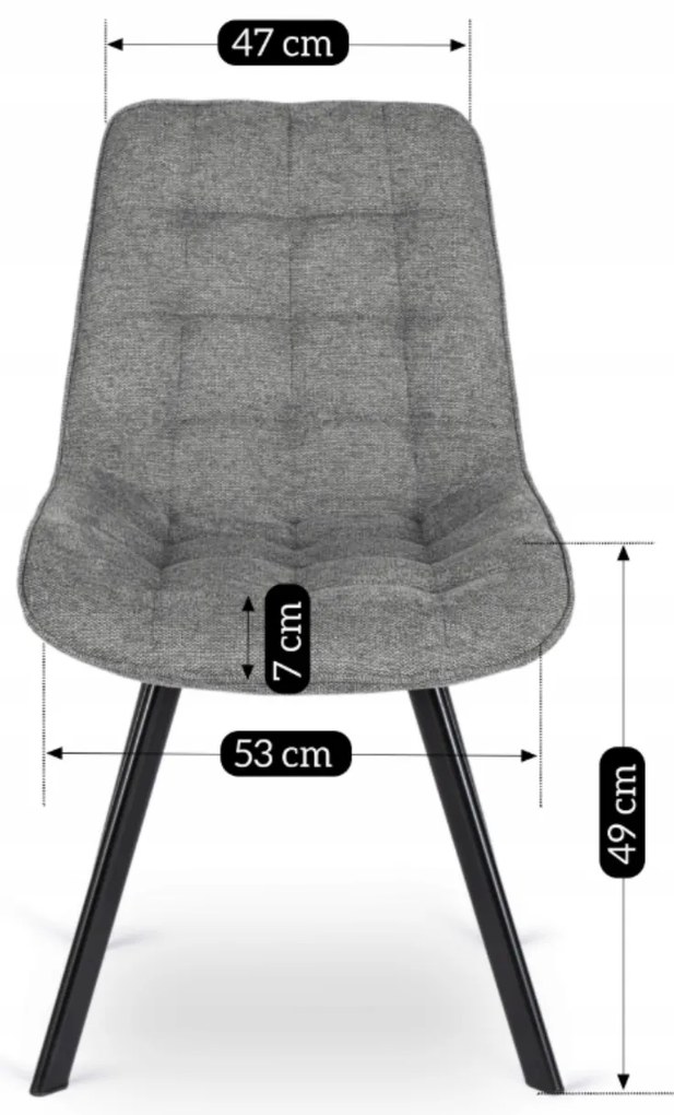 Krzesło Tapicerowane do Salonu RICK 2 Szare Nowoczesne Loft