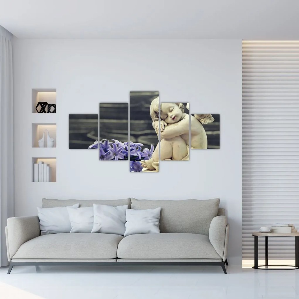 Obraz anioła z kwiatem (125x70 cm)
