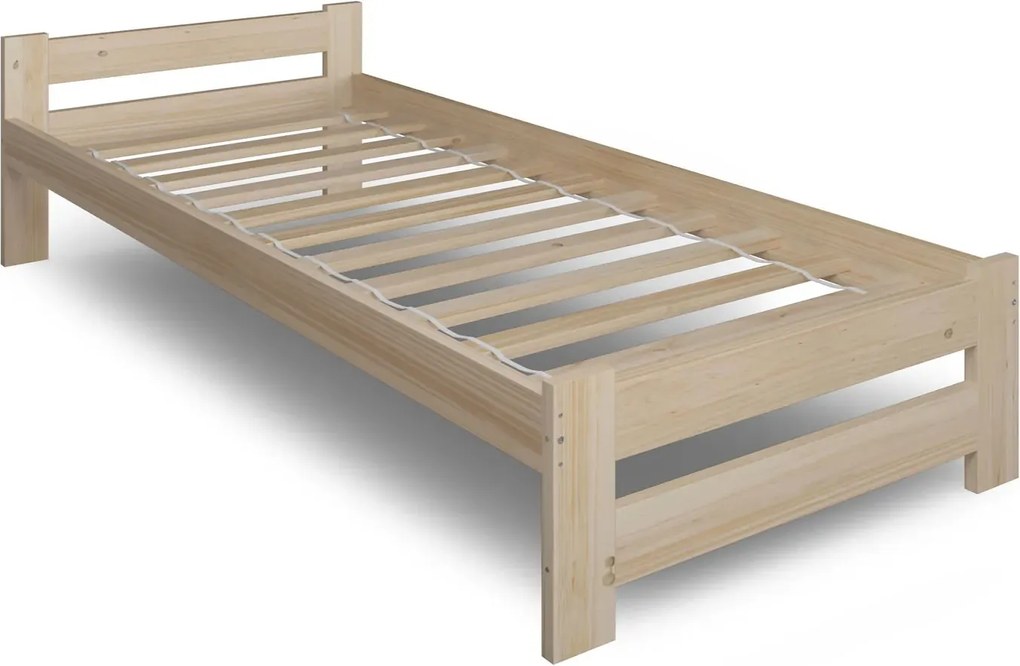 Drewniane pojedyncze łóżko sosnowe ze stelażem 100x200 W8-N57