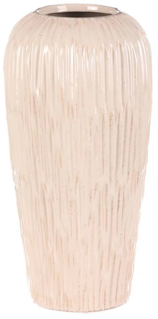 Waza ceramiczna zaokrąglona, biała-beżowa, 17 x 17x 34 cm, 34 cm