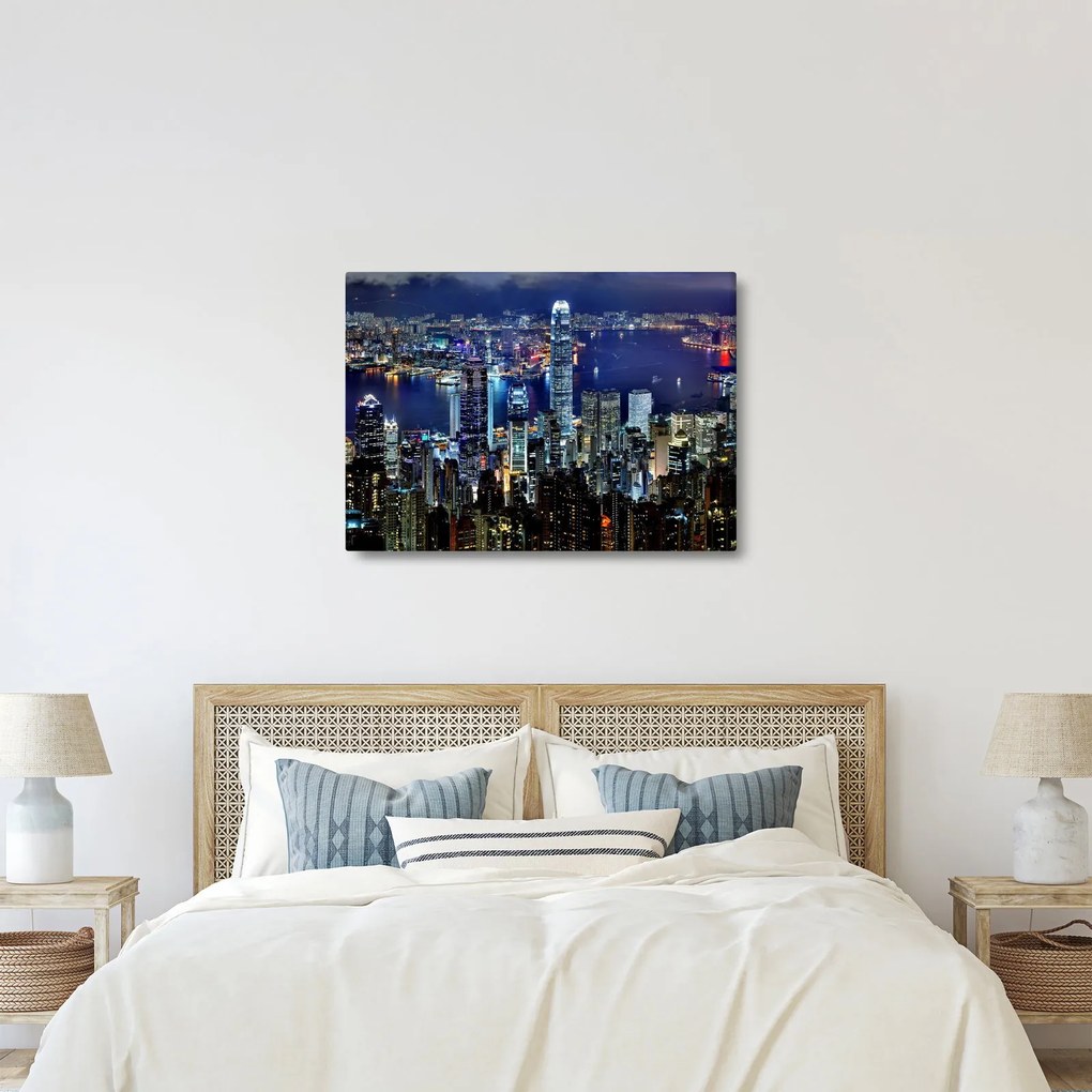Obraz drapaczy chmur w nocy (70x50 cm)