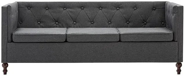 3-osobowa Sofa James 3Q w stylu Chesterfield - ciemnoszara