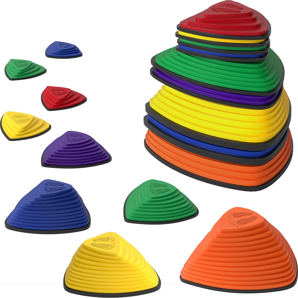 AIYAPLAY Zestaw 9 Trittsteine, design antypoślizgowy, do użytku wewnętrznego i zewnętrznego, łatwe do układania, kolorowe