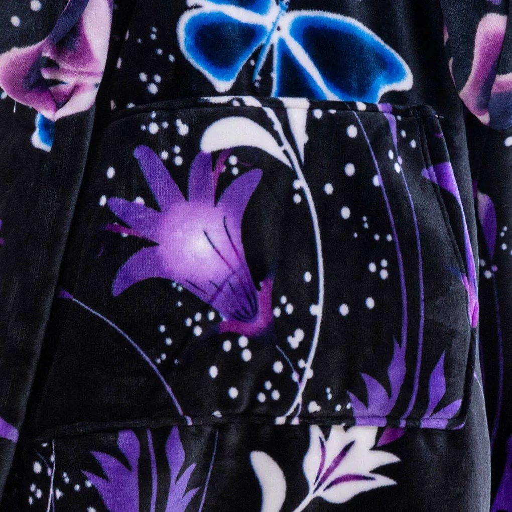 Koc bluza z baranka z rękawami i kapturem VIOLET BUTTERFLY, fioletowa