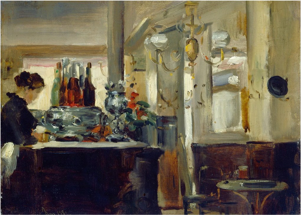 Obraz na szkle - Style of Edouard Manet, Bon Bock Cafe, reprodukcje (70x50 cm)