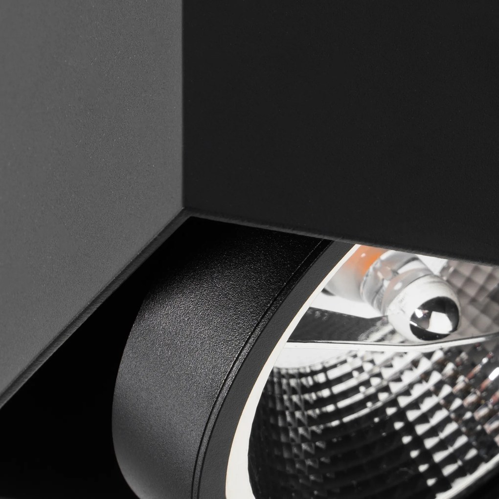 Designerski reflektor czarny kwadratowy AR111 - BoxDesignerski Oswietlenie wewnetrzne