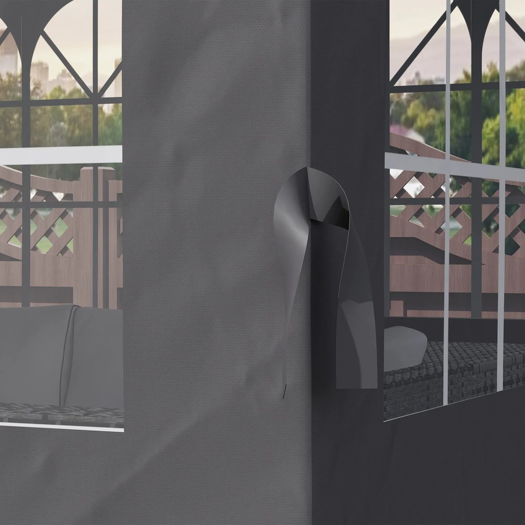 Outsunny Boczne ścianki do pawilonu, 4 panele boczne do pawilonu ogrodowego, z zamkiem błyskawicznym, pawilon 3 x 4 m, ciemnoszary