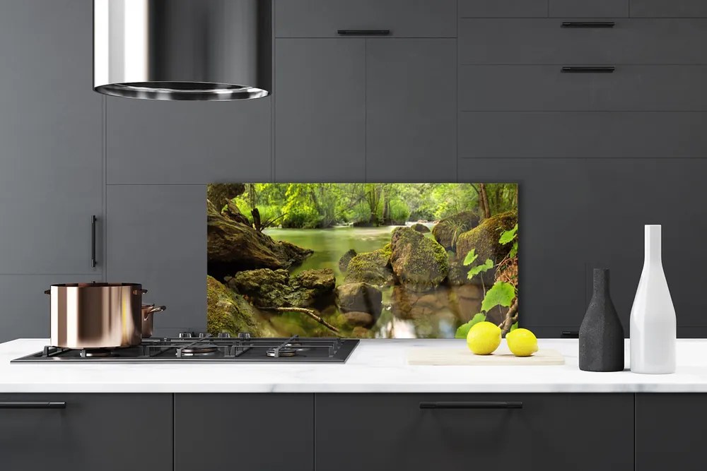 Panel Szklany do Kuchni Skała Nad Cichym Jeziorem