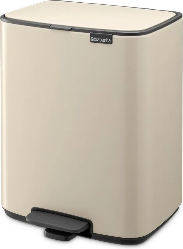 Beżowy stalowy kosz na śmieci z pedałem 12 l Bo – Brabantia