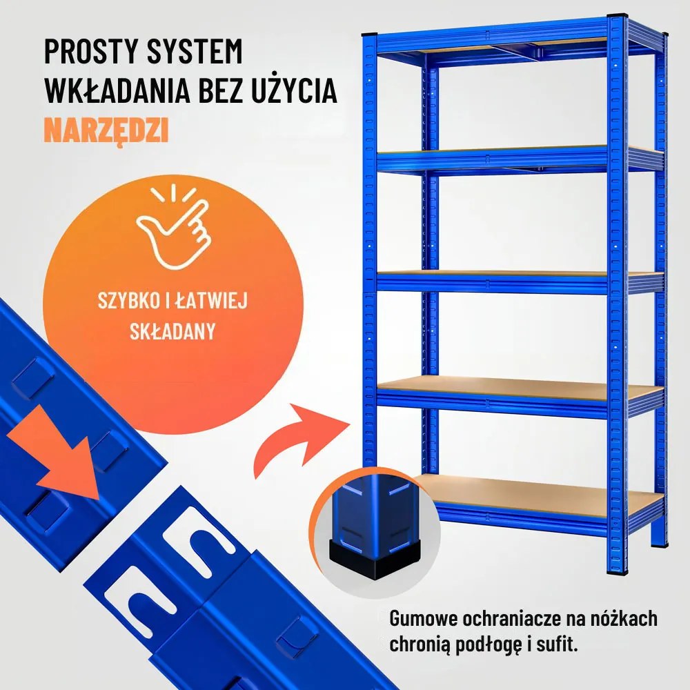 Regał o dużej nośności HEAVY, maks. 875kg, 90x40x180cm, niebieska Monzana