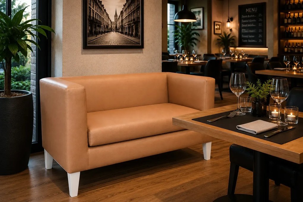 Sofa Monaco : Kolor nogi - Biała, Kolor tkaniny - EKO-SKÓRA - 14D, Typ tkaniny - Eko-skóra , Wysokość nogi - 20 cm