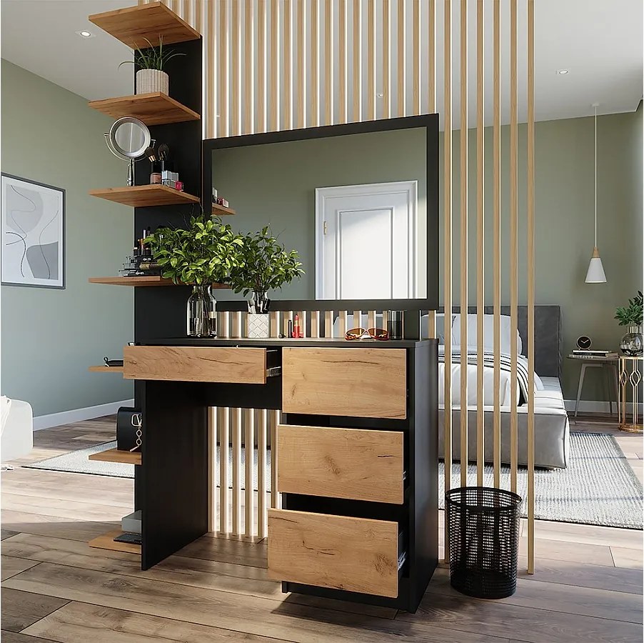 Toaletka antracyt/złoty dąb 90x40x75 sherry