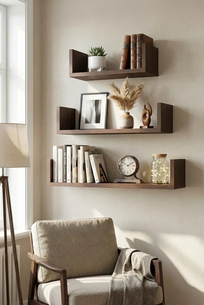 Komplet 3 półek ściennych w kolorze wenge B1-H99