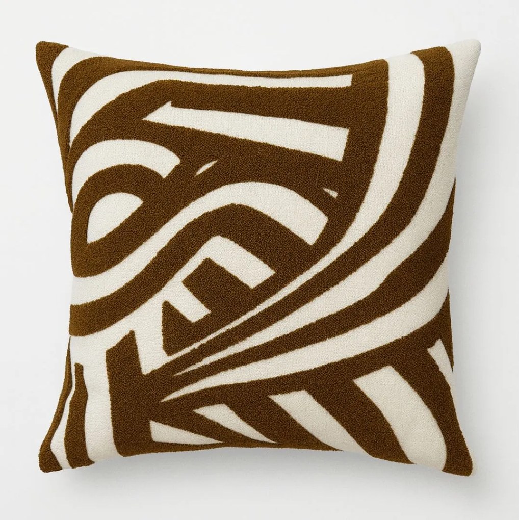 Poszewka z geometrycznym motywem Brown Flow brązowo-beżowa