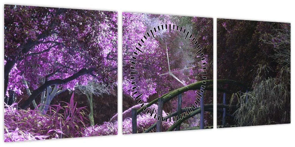 Obraz - Mistyczny ogród (z zegarem) (90x30 cm)