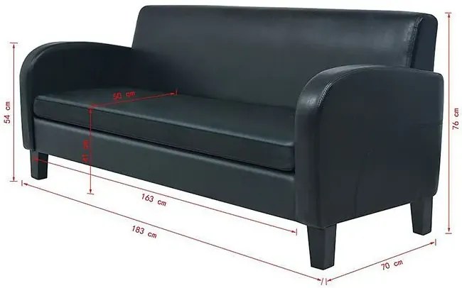 Trzyosobowa sofa czarna R8-F41