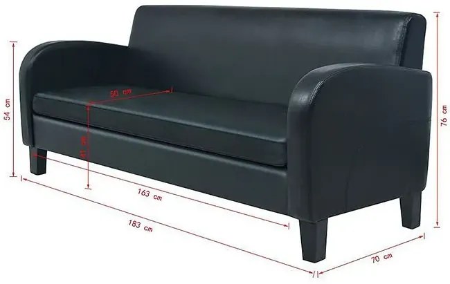 Trzyosobowa sofa Mayor 3X - czarna