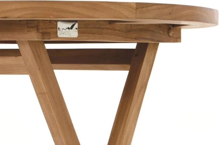 DIVERO okrągły stolik wykonany z drewna tekowego, Ø 80 cm