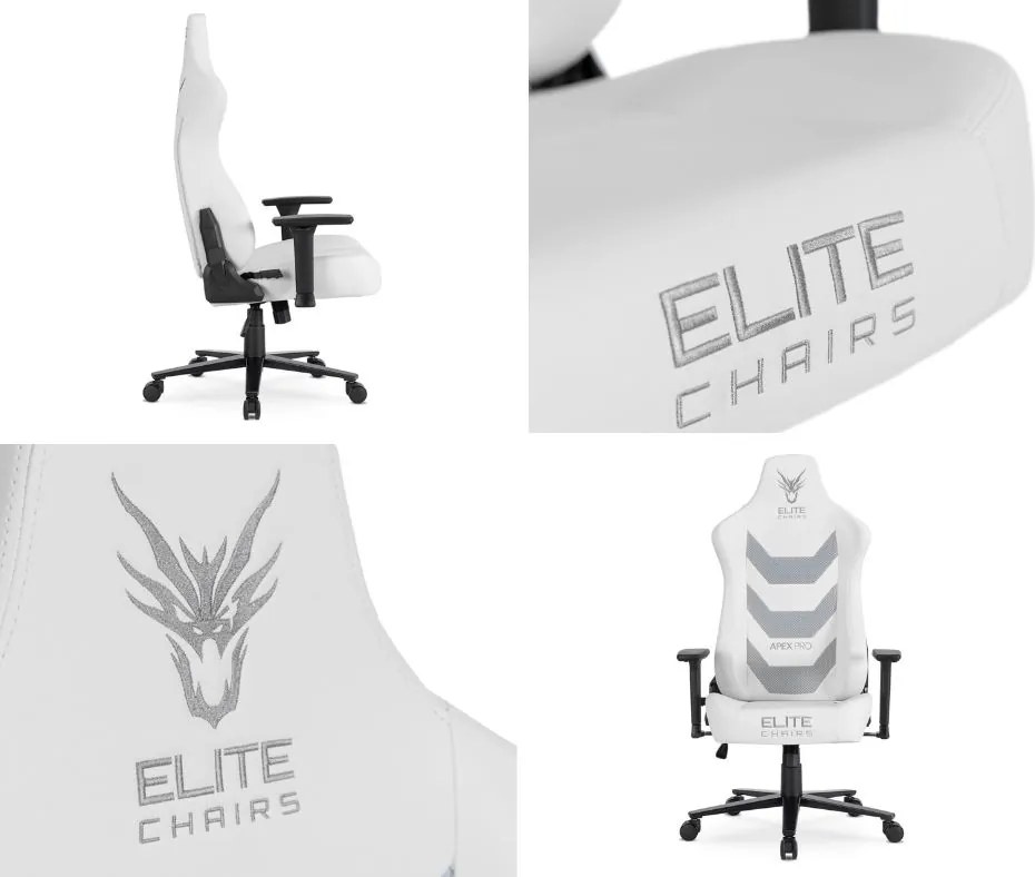 Fotel gamingowy Apex - ergonomiczny fotel dla graczy ekoskóra, biały