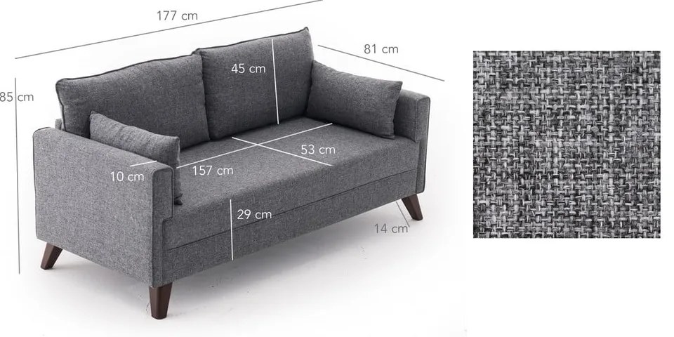 Szara sofa 177 cm Bella – Balcab Home