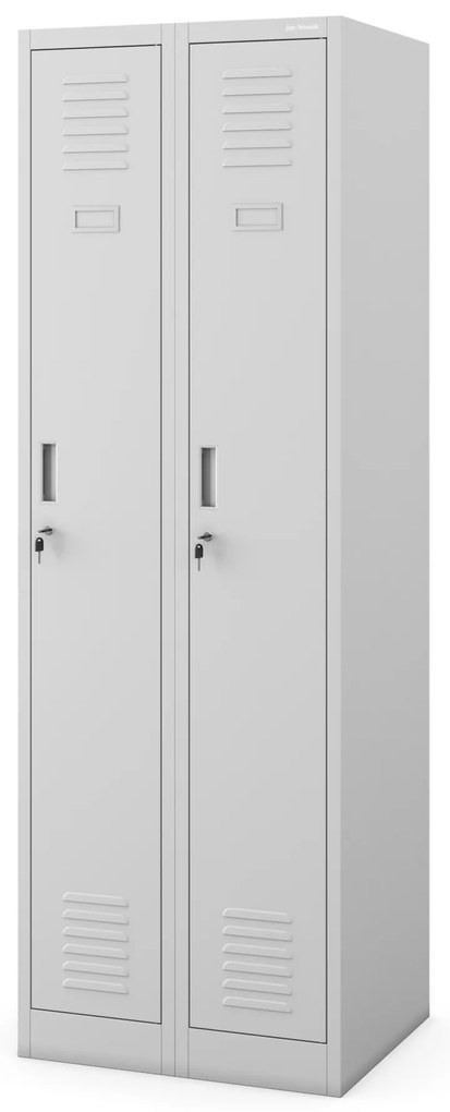 Szafka pracownicza metalowa dwukomorowa szara: KACPER II, 600 x 1800 x 500 mm