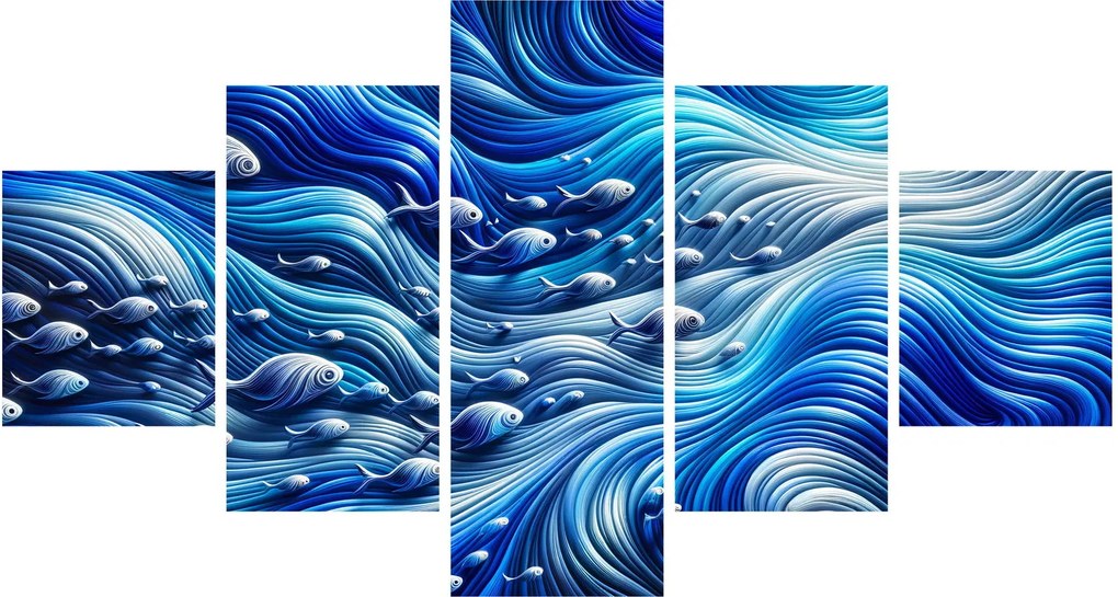 Obraz – Ryby w falach (125x70 cm)