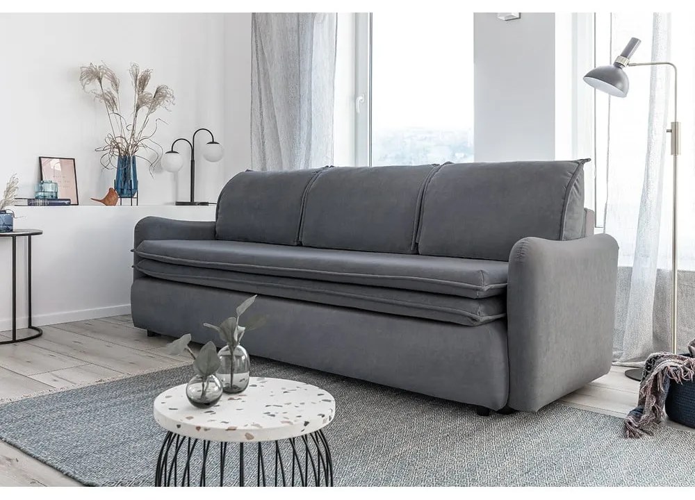 Szara aksamitna rozkładana sofa Miuform Tender Eddie