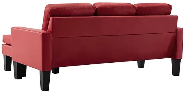 3-osobowa sofa z ekoskóry z podnóżkiem winna czerwień - Lencor 4Q