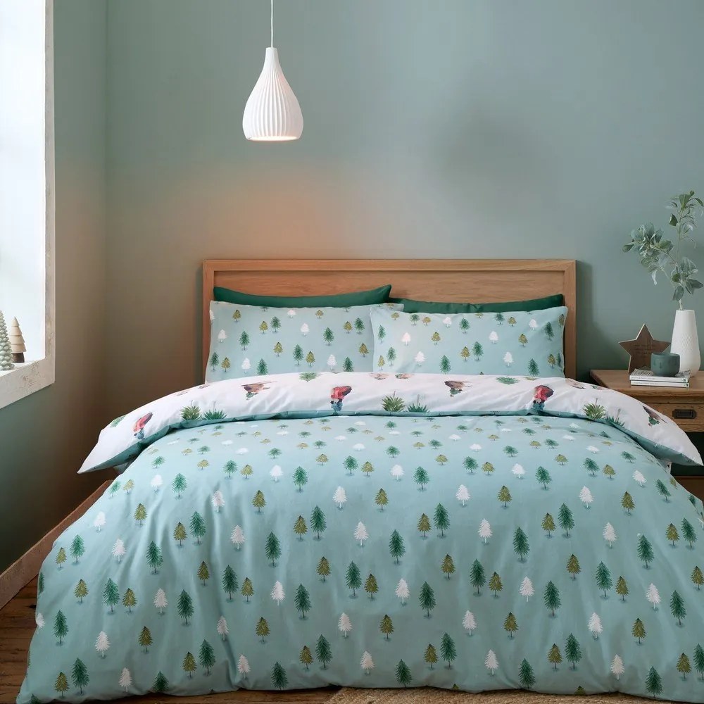 Biała flanelowa pościel dwuosobowa 230x220 cm Snowy Penguin – Catherine Lansfield
