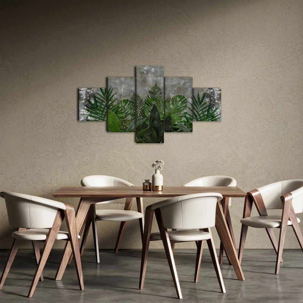 Obraz - Betonowa ściana z roślinami (125x70 cm)