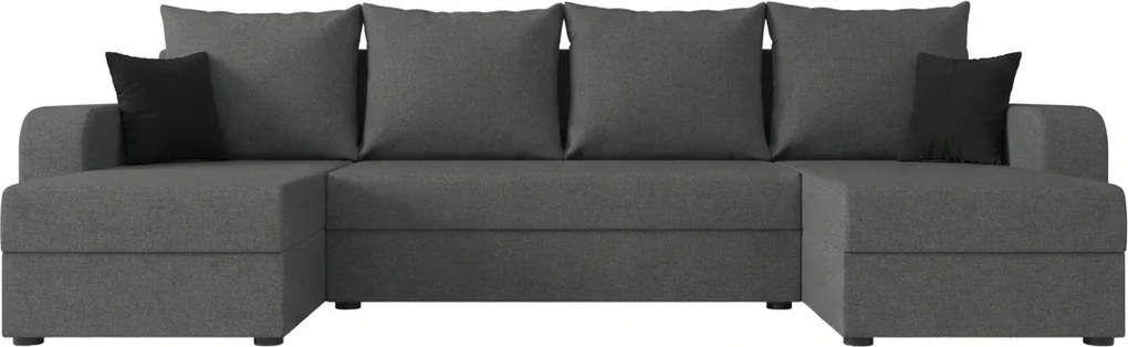 Rozkładana sofa narożna w kształcie U VALERIO 305x140 cm, ciemnoszara