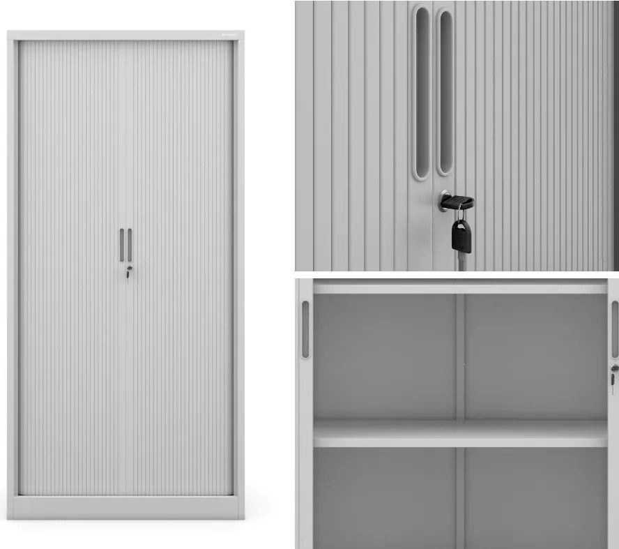 Szafa biurowa na akta z roletą Damian 90x45x185 cm szara