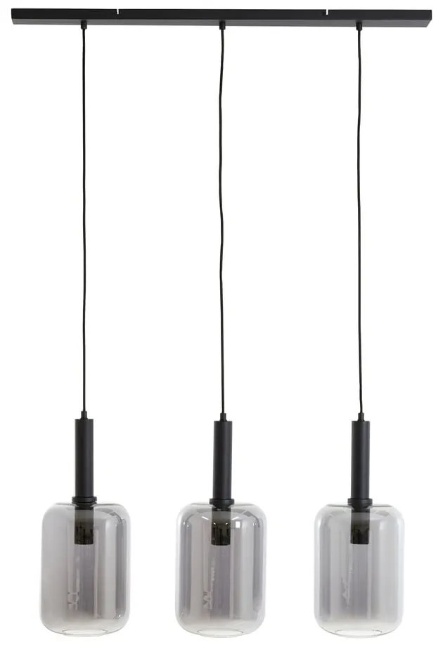 Czarna lampa sufitowa z szklanym kloszem 100x22 cm Lekar – Light & Living