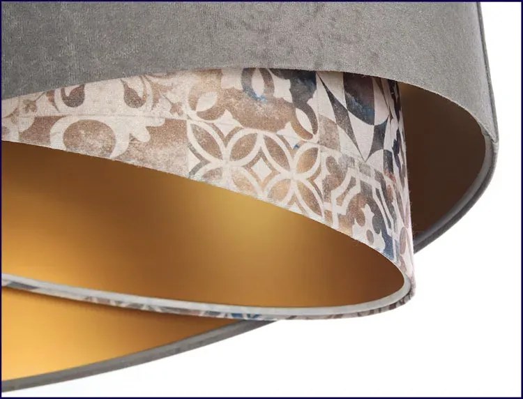 Szara welurowa lampa wisząca glamour K5-W05